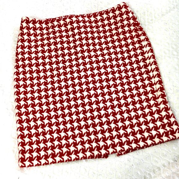 Talbots Red & White Wool Houndstooth Pencil Skirt Vtg Size 6 - Picture 1 of 11